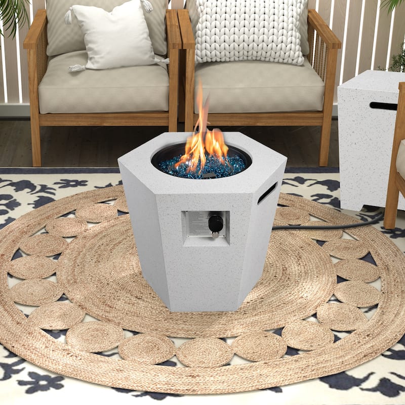 UPHA 24" Outdoor 50,000 BTU Concrete Propane Gas Fire Pit Table On